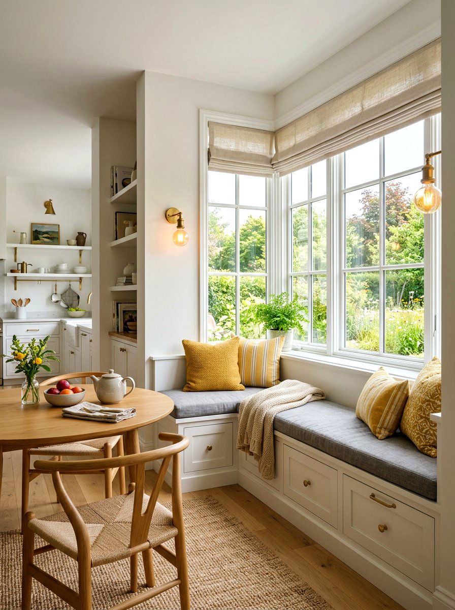 Corner Window Seat - 30 cozy kitchen window seat ideas