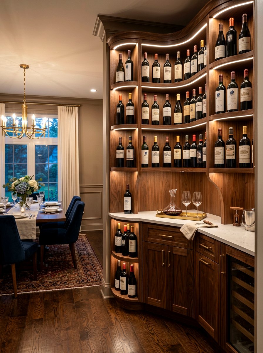 Corner Wine Display Unit - 30 wine wall display ideas