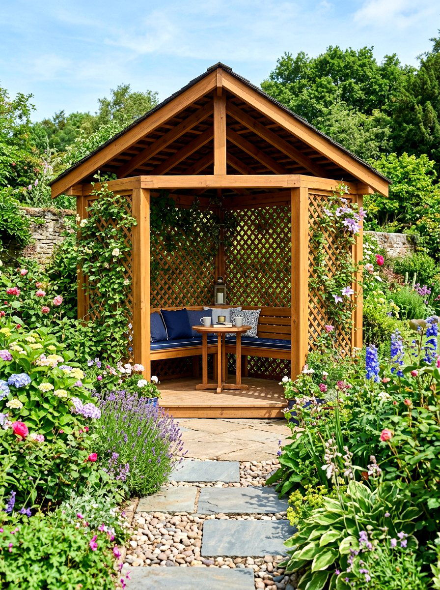 Corner Wood Gazebo - 30 wooden gazebo ideas