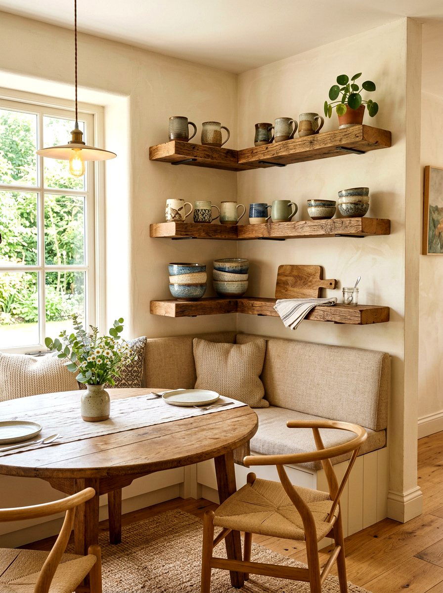 Corner Wood Shelves - 30 dining room china display ideas