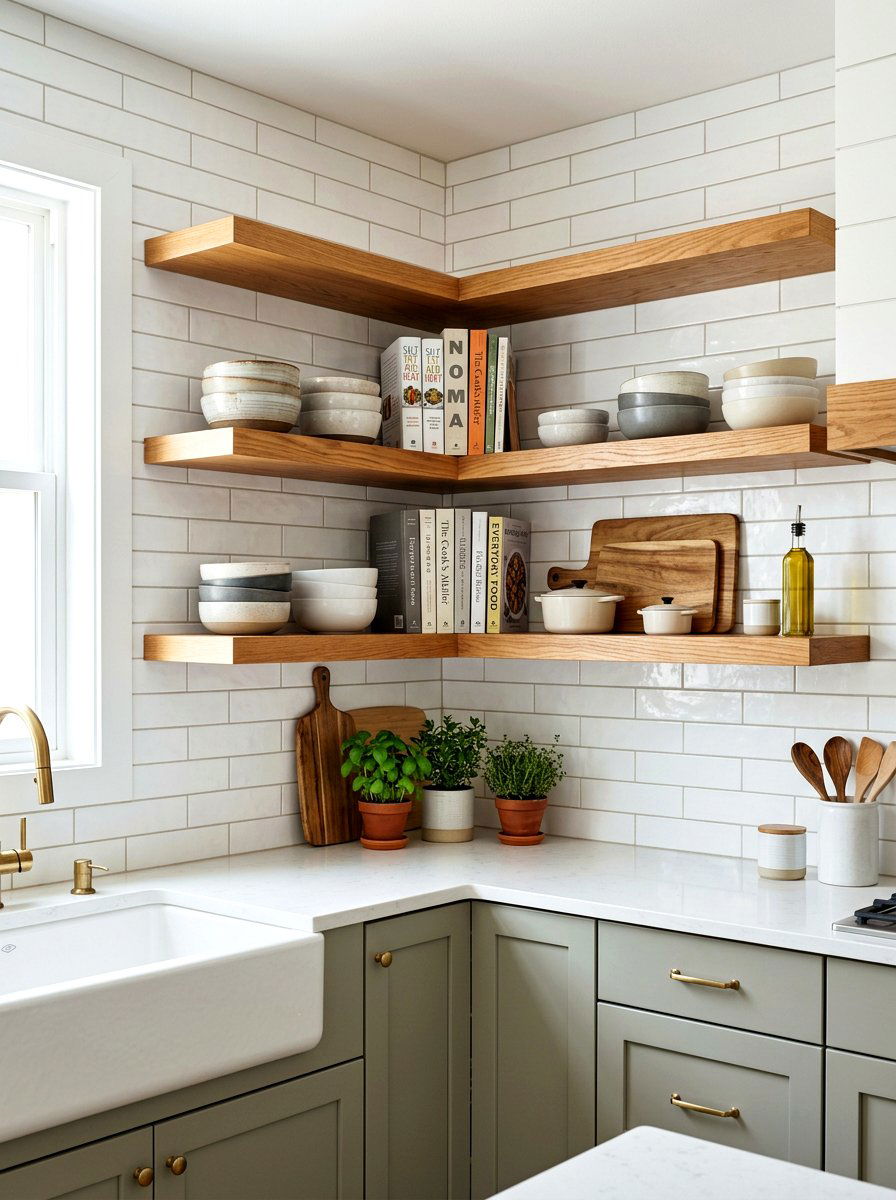 Corner Wrap Kitchen Shelving - 30 open shelving kitchen decor ideas