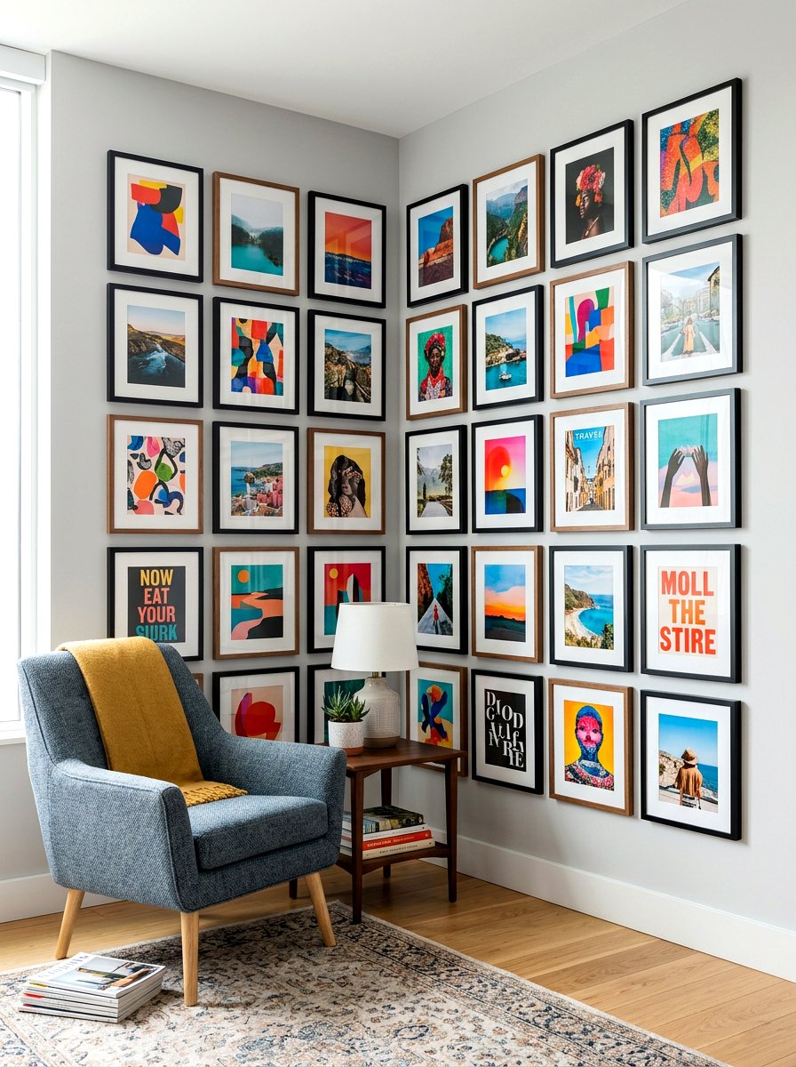 Corner Wrap Photo Gallery - 30 family photo wall ideas