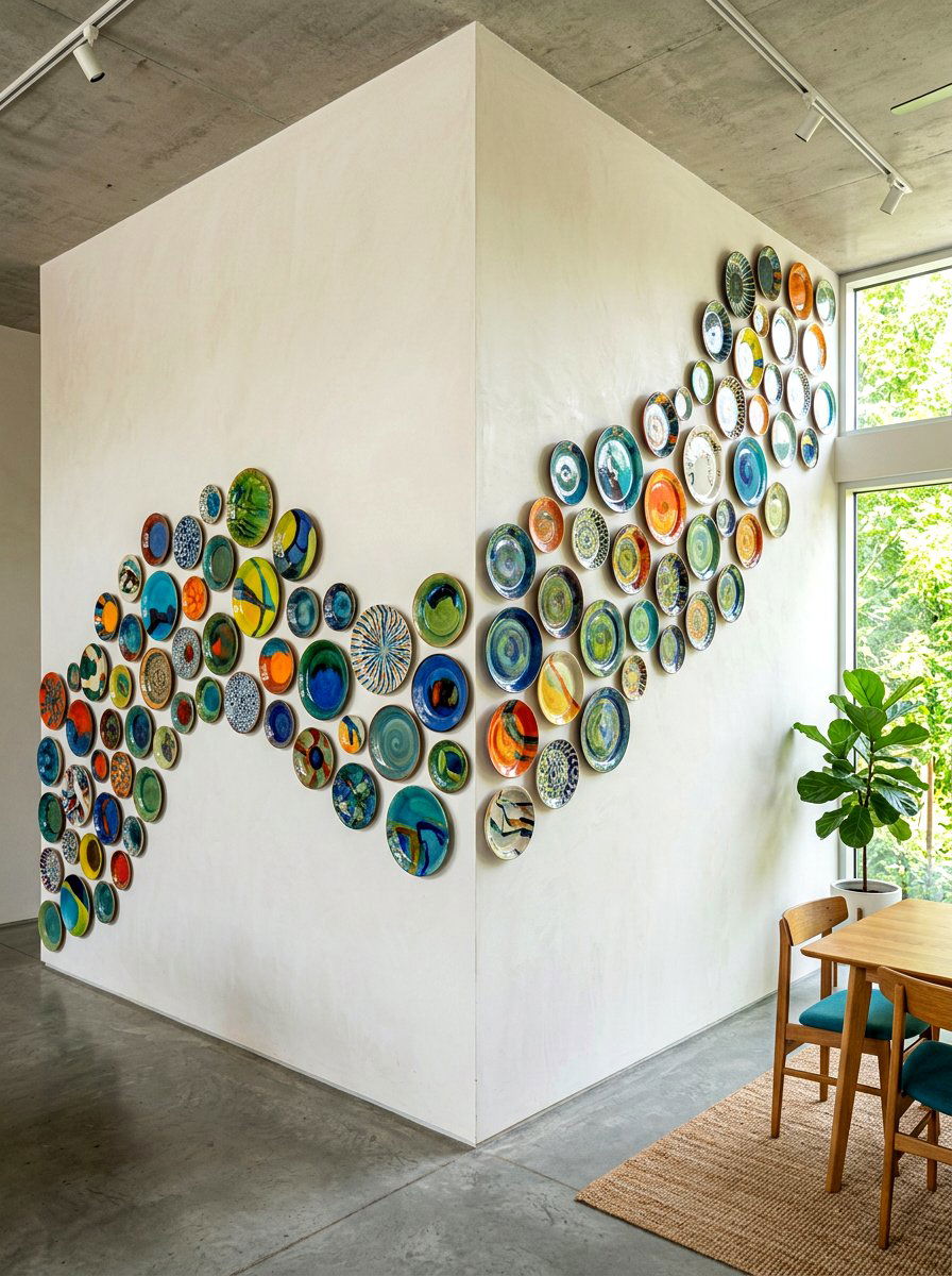 Corner Wrap Plate Wall - 30 plate wall dining room ideas