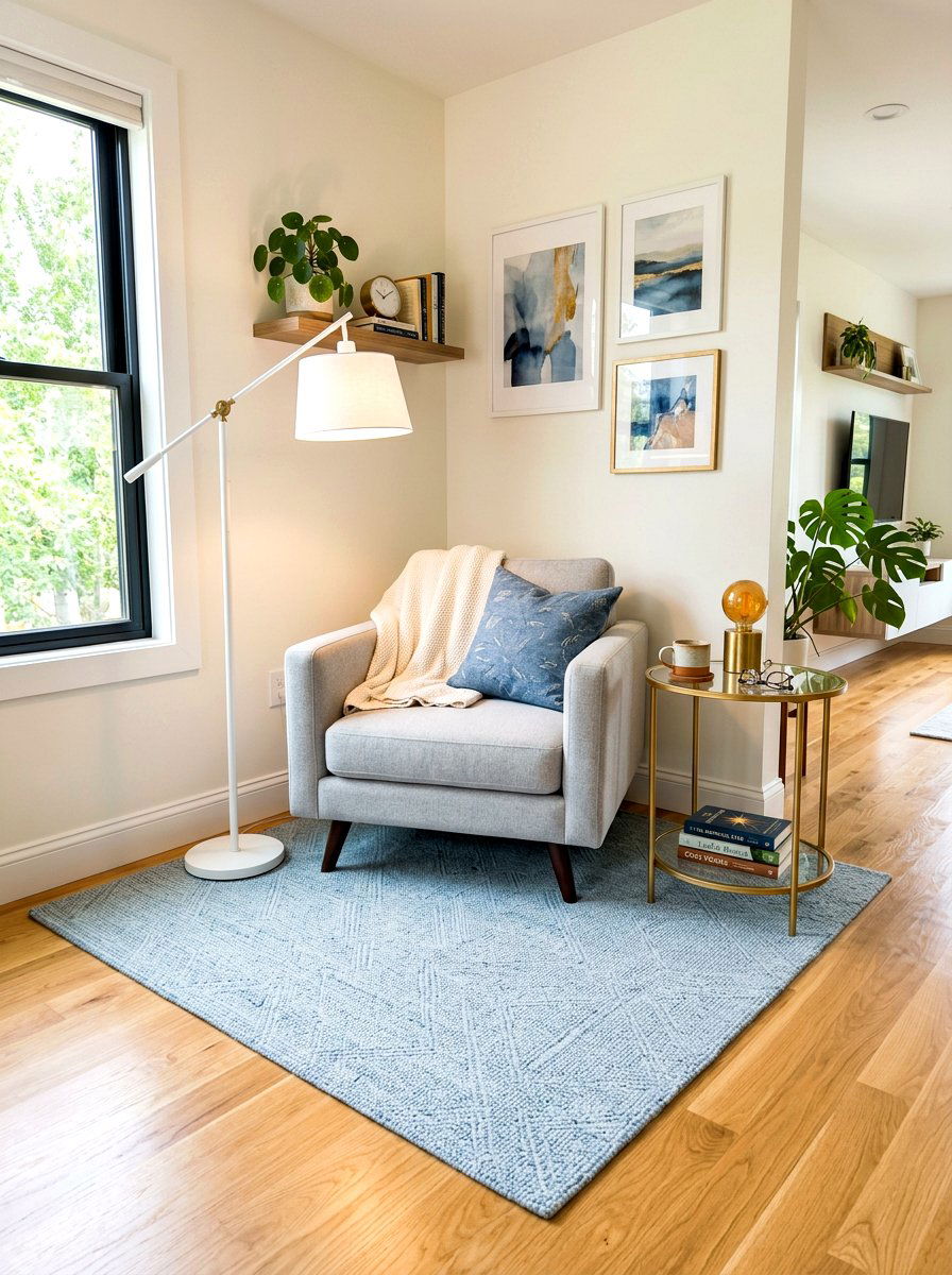 Corner armchair reading nook - 30 bright reading nook ideas