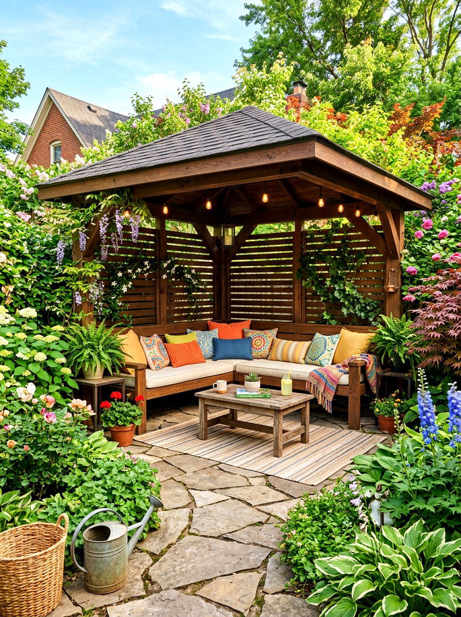 Corner backyard pavilion - 30 open air pavilion ideas