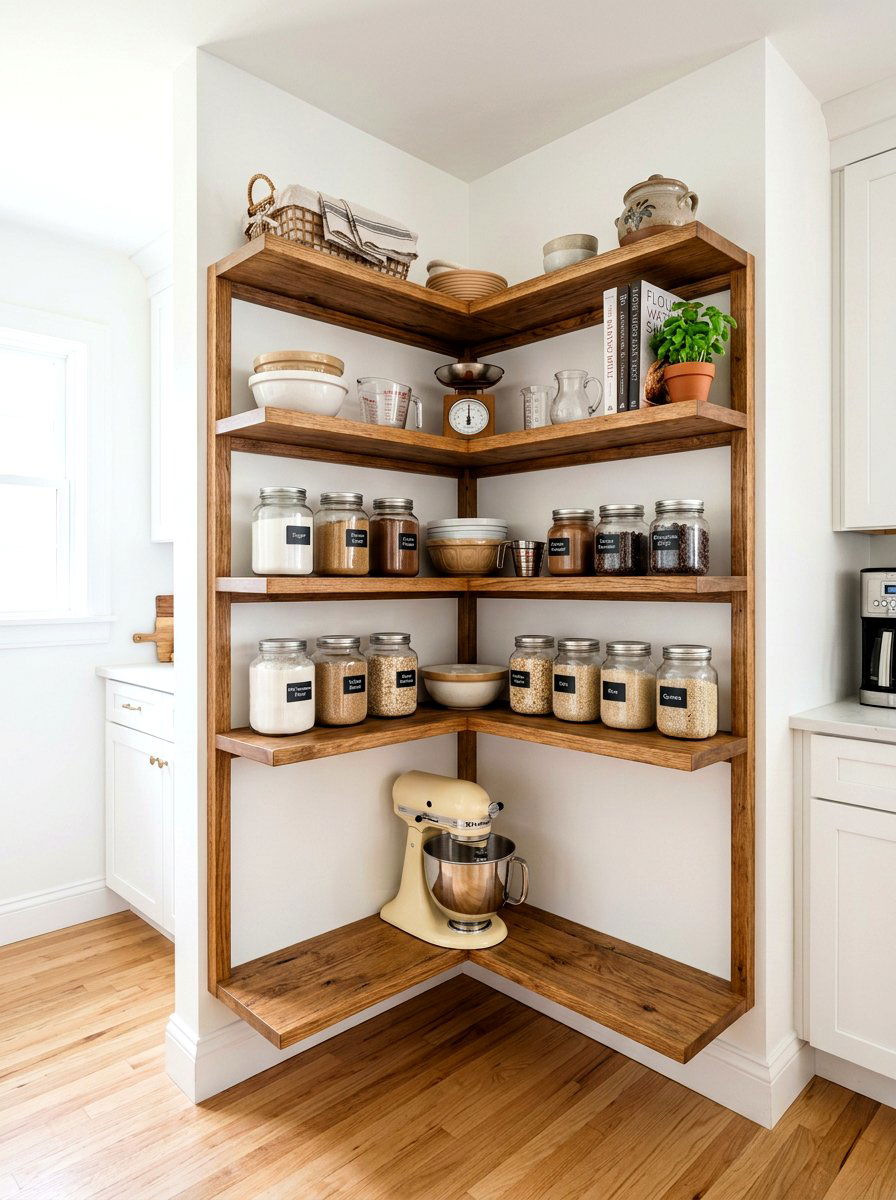 Corner baking shelf - 30 baking corner ideas
