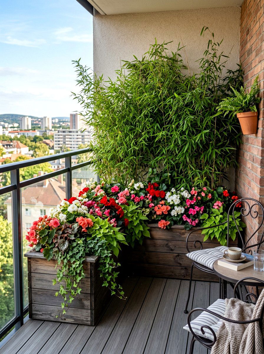 Corner balcony flower box - 30 balcony flower box ideas