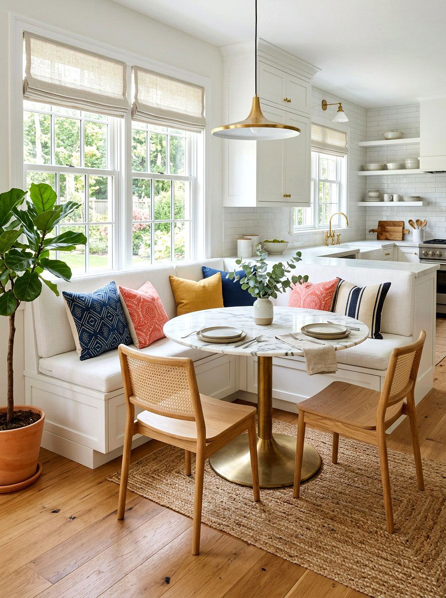 Corner banquette seating - 30 bright breakfast room ideas