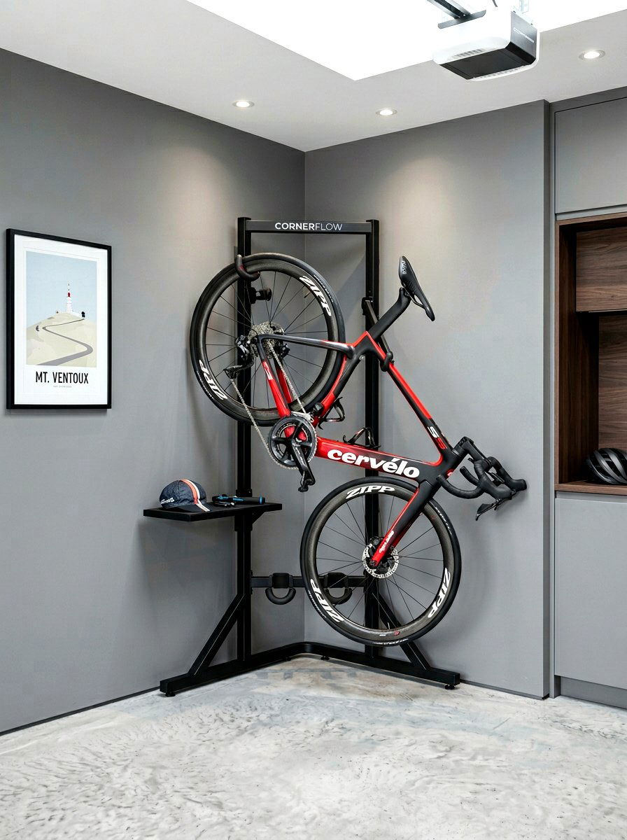 Corner bike storage stand - 30 garage bike storage ideas