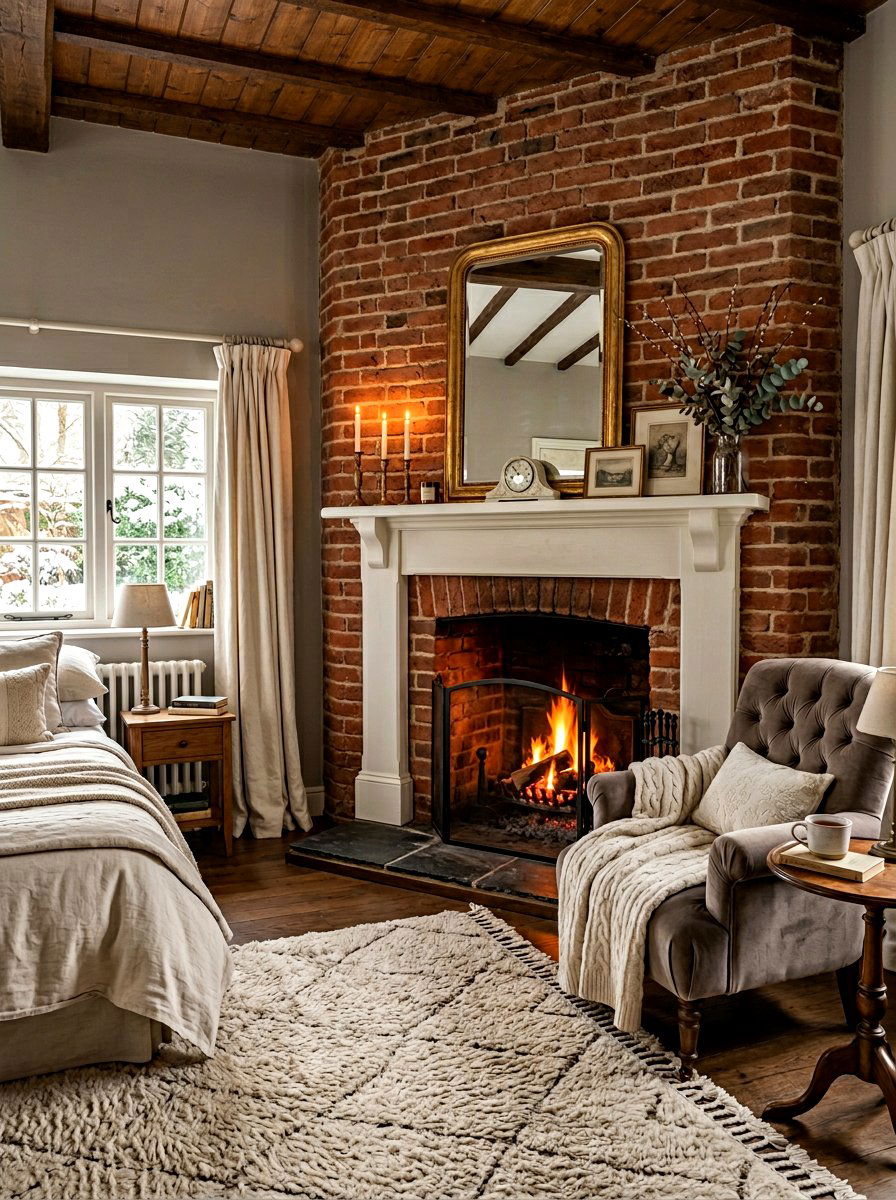 Corner brick fireplace wall - 30 brick accent wall ideas