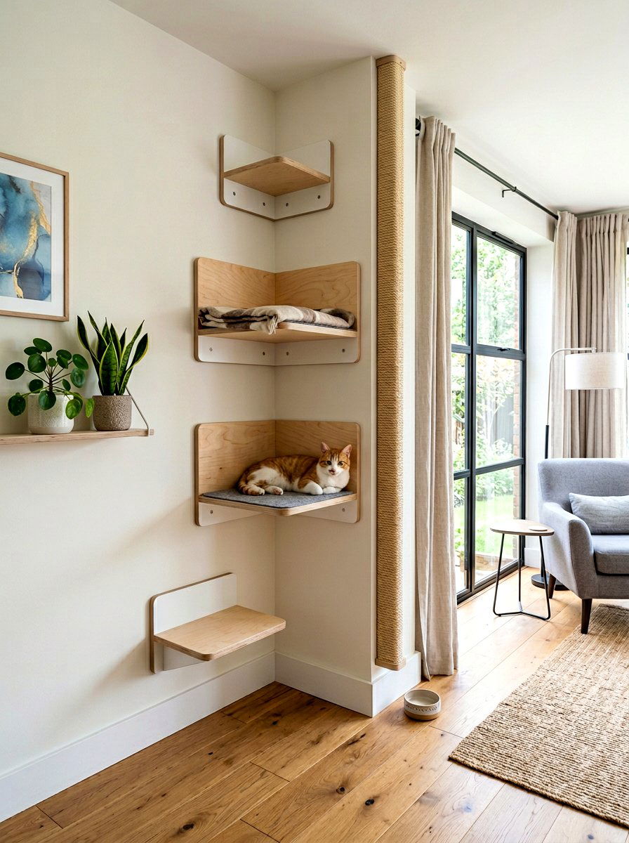 Corner cat wall tree - 30 cat climbing wall ideas