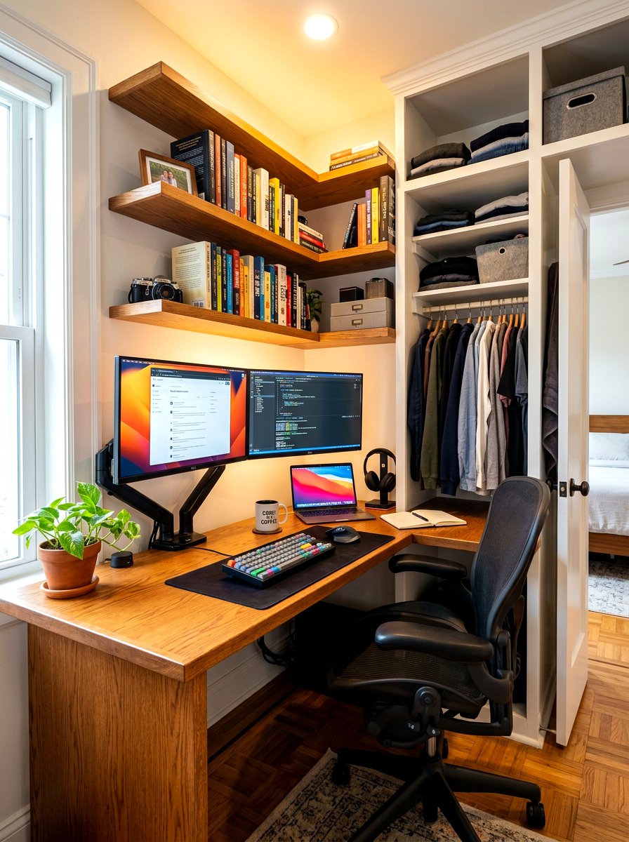 Corner closet desk - 30 desk in closet ideas aesthetic