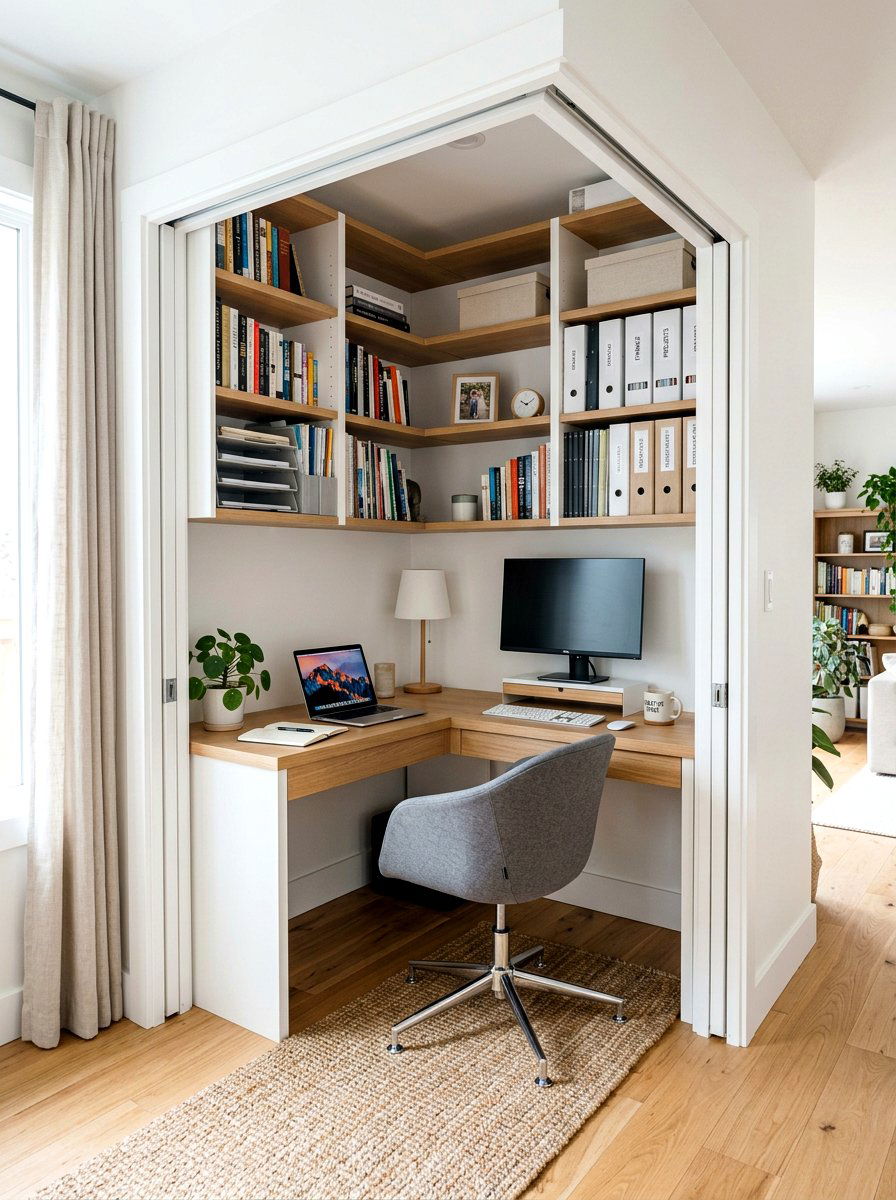 Corner closet office - 30 closet office ideas