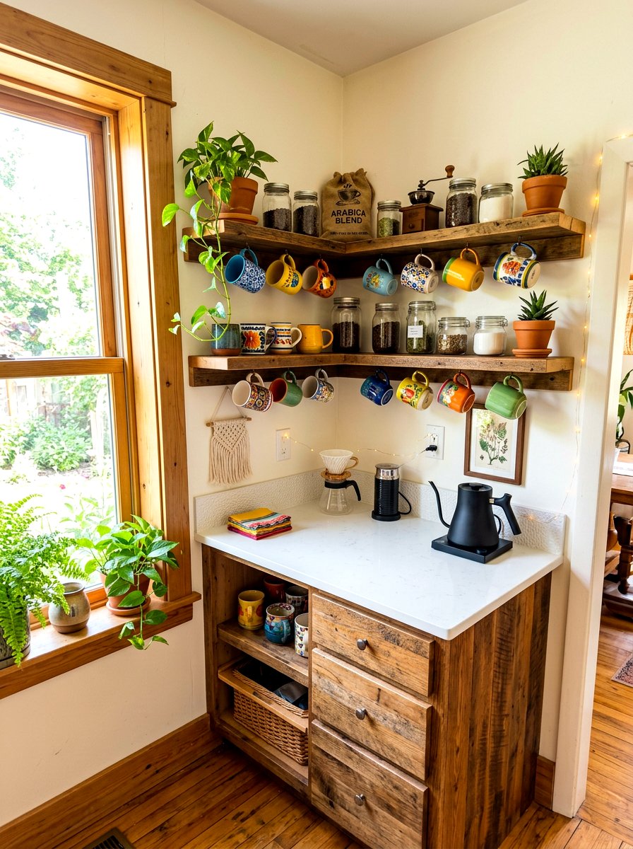 Corner coffee pantry nook - 30 coffee pantry wall ideas