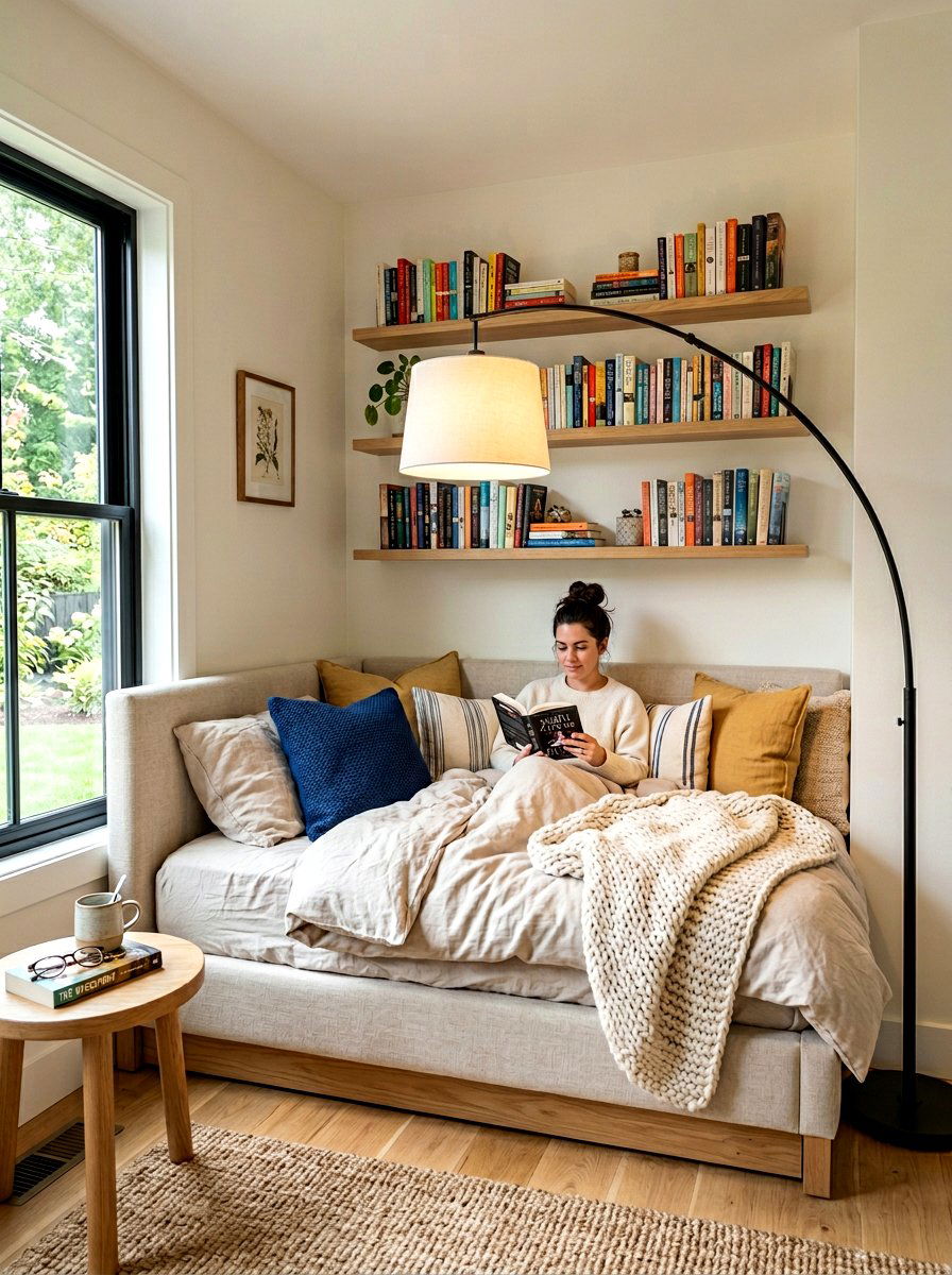 Corner daybed reading nook - 30 daybed room ideas