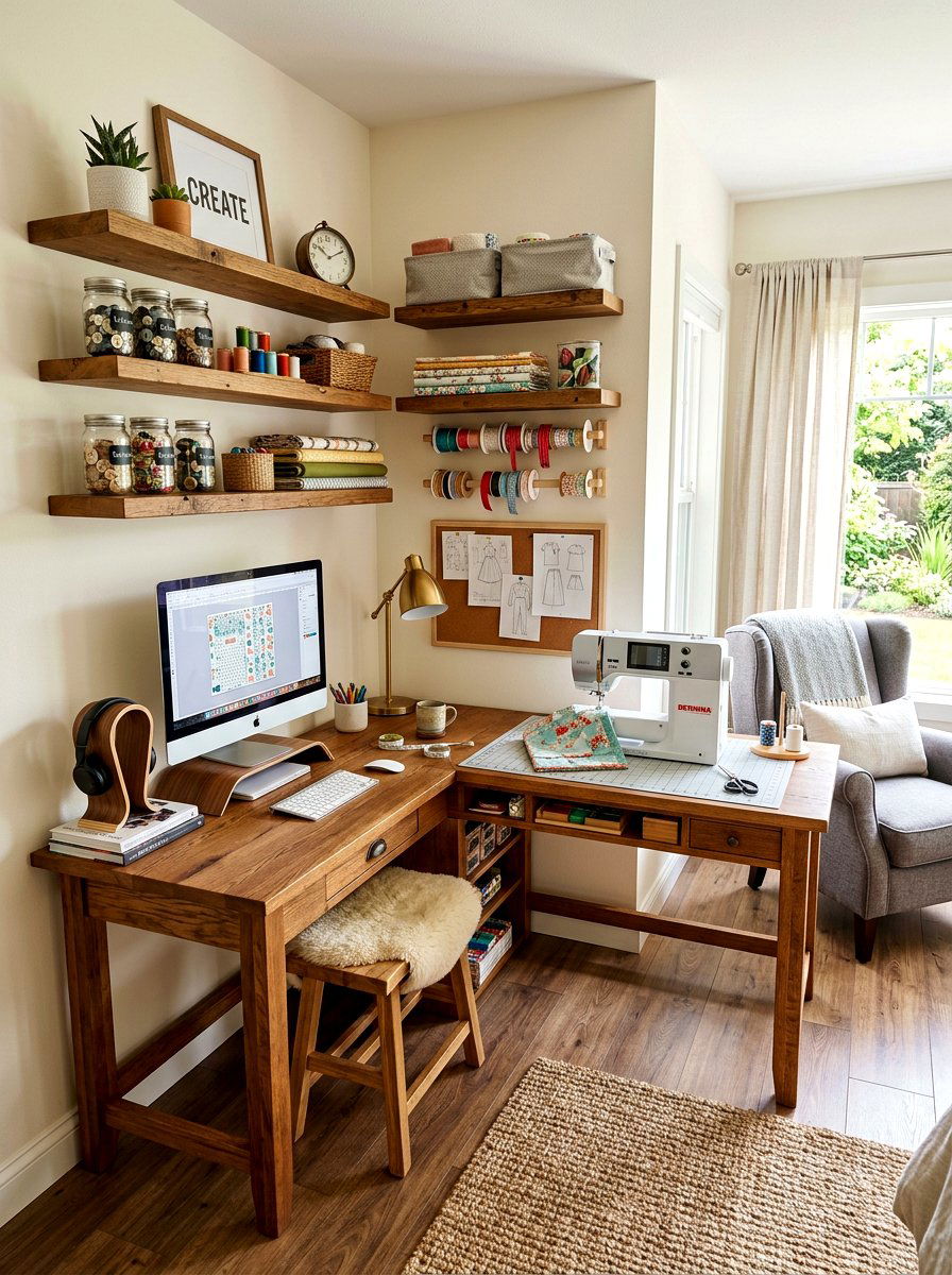 Corner desk crafting nook - 30 craft corner ideas