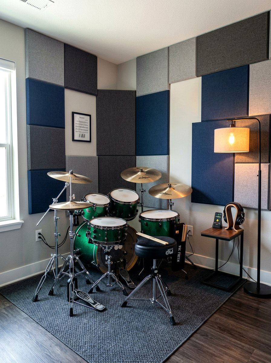 Corner drum room - 30 drum room ideas