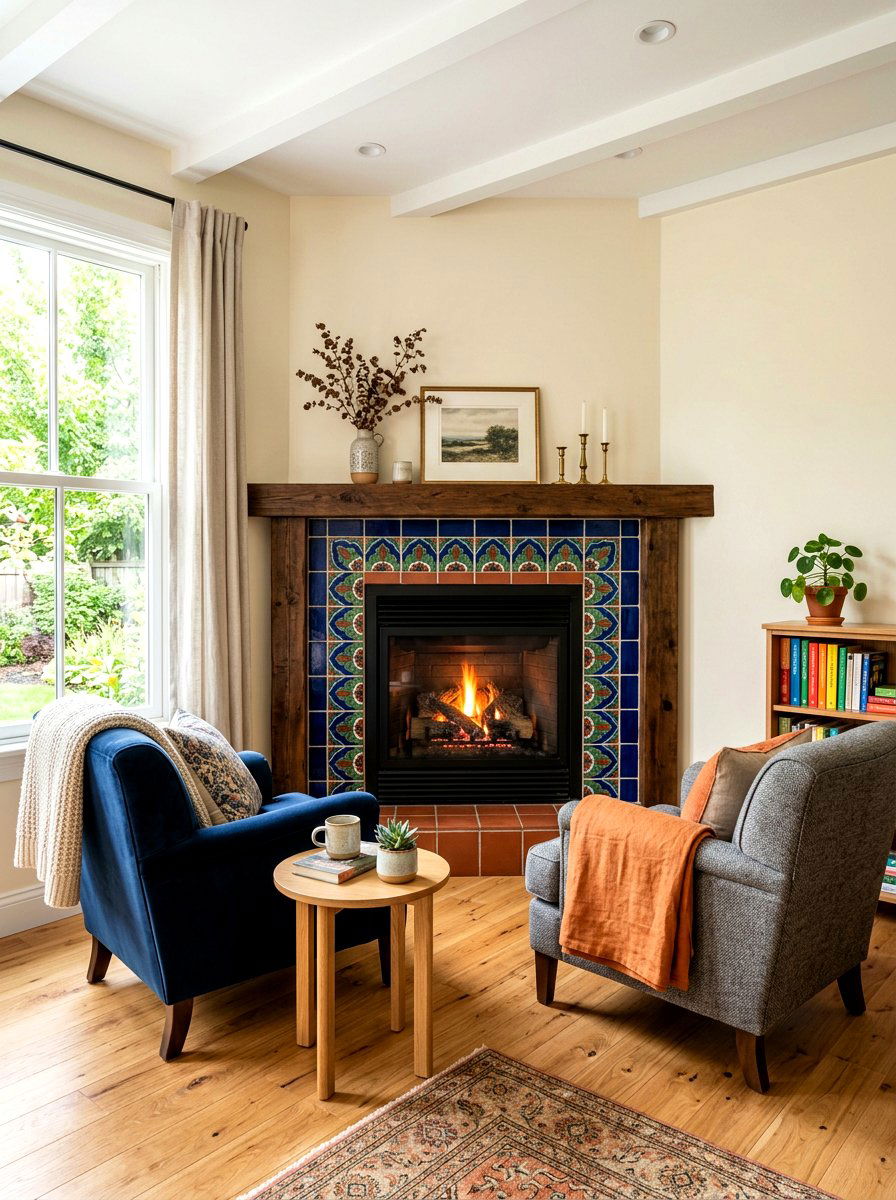 Corner fireplace - 30 living room fireplace ideas