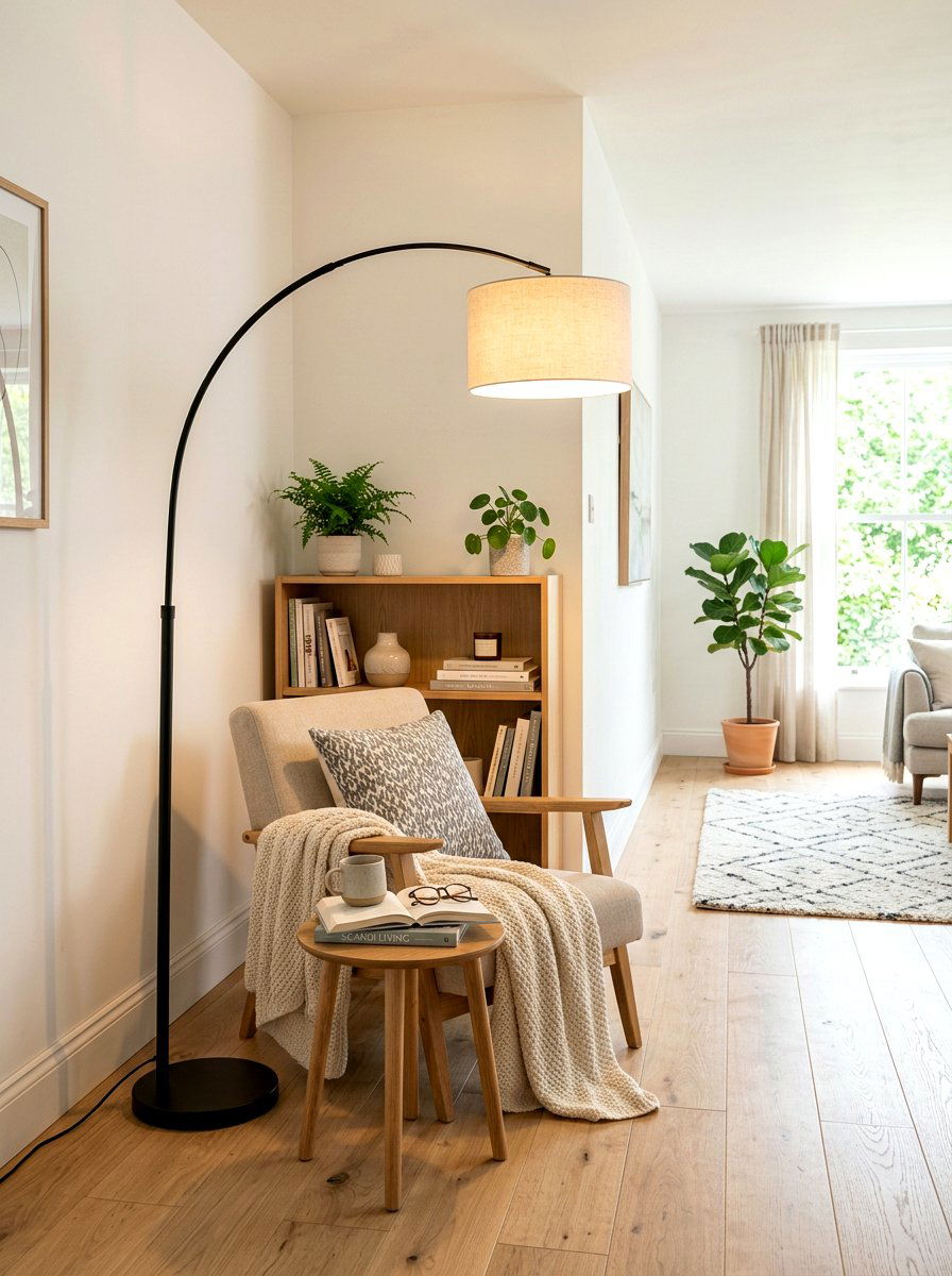 Corner floor lamp - 30 stylish small apartment ideas