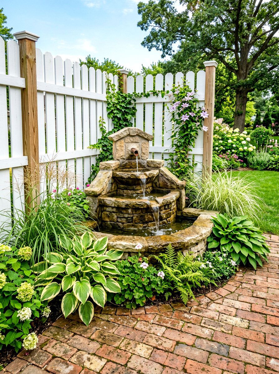 Corner fountain - 30 patio fountain ideas