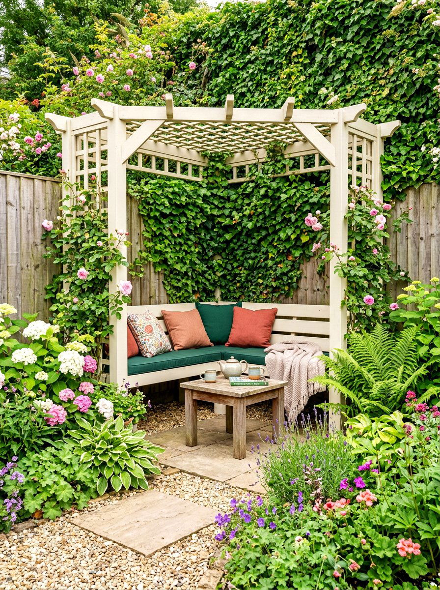 Corner garden arbor seating - 30 garden arbor seating ideas
