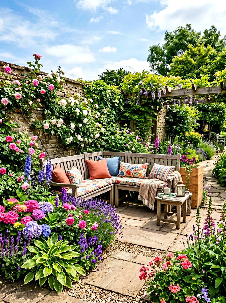 Corner garden bed bench - 30 raised bed corner ideas