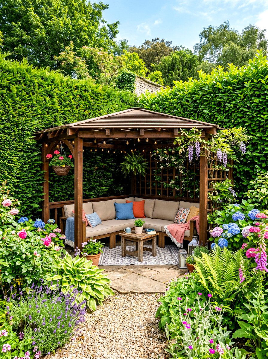 Corner garden gazebo - 30 garden party gazebo ideas