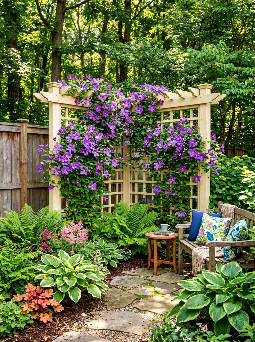 Corner garden trellis - 30 clematis trellis ideas