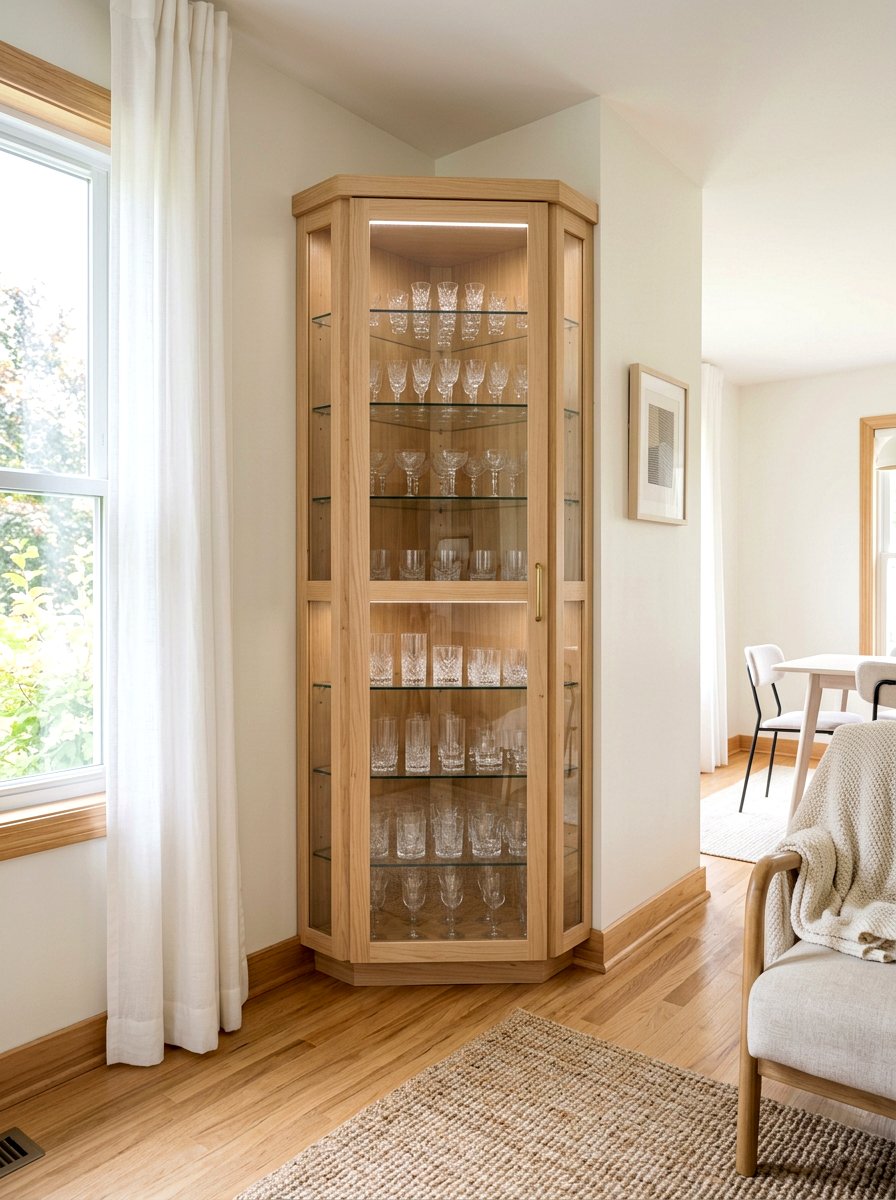 Corner glassware cabinet - 30 glassware display ideas