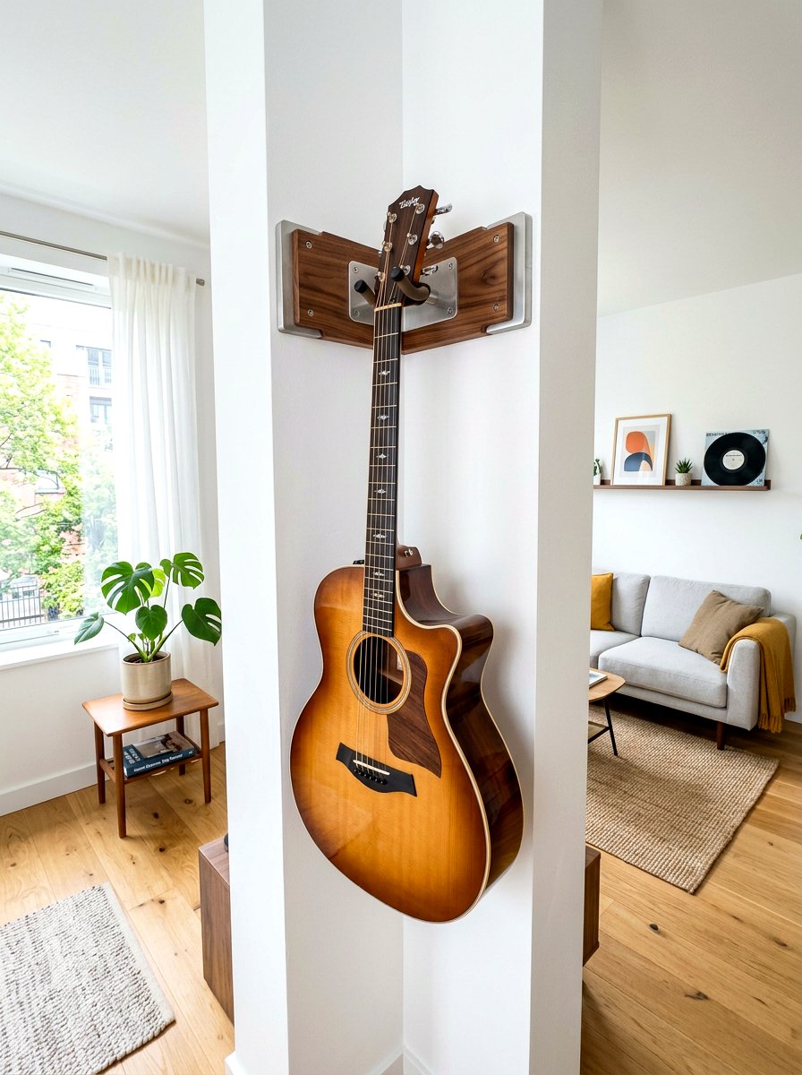 Corner guitar wall mount - 30 guitar wall display ideas