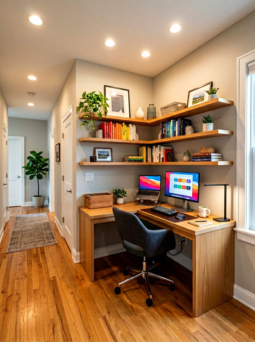 Corner hallway office desk - 30 hallway office nook ideas