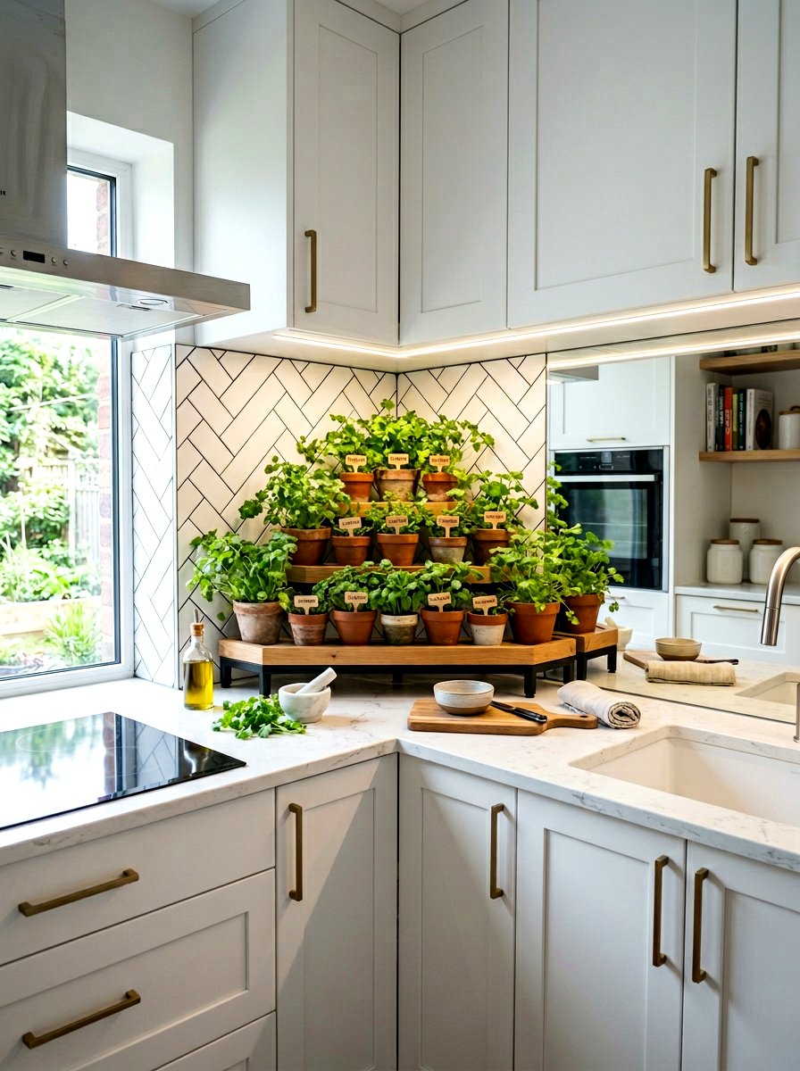 Corner kitchen herb unit - 30 kitchen herb shelf ideas