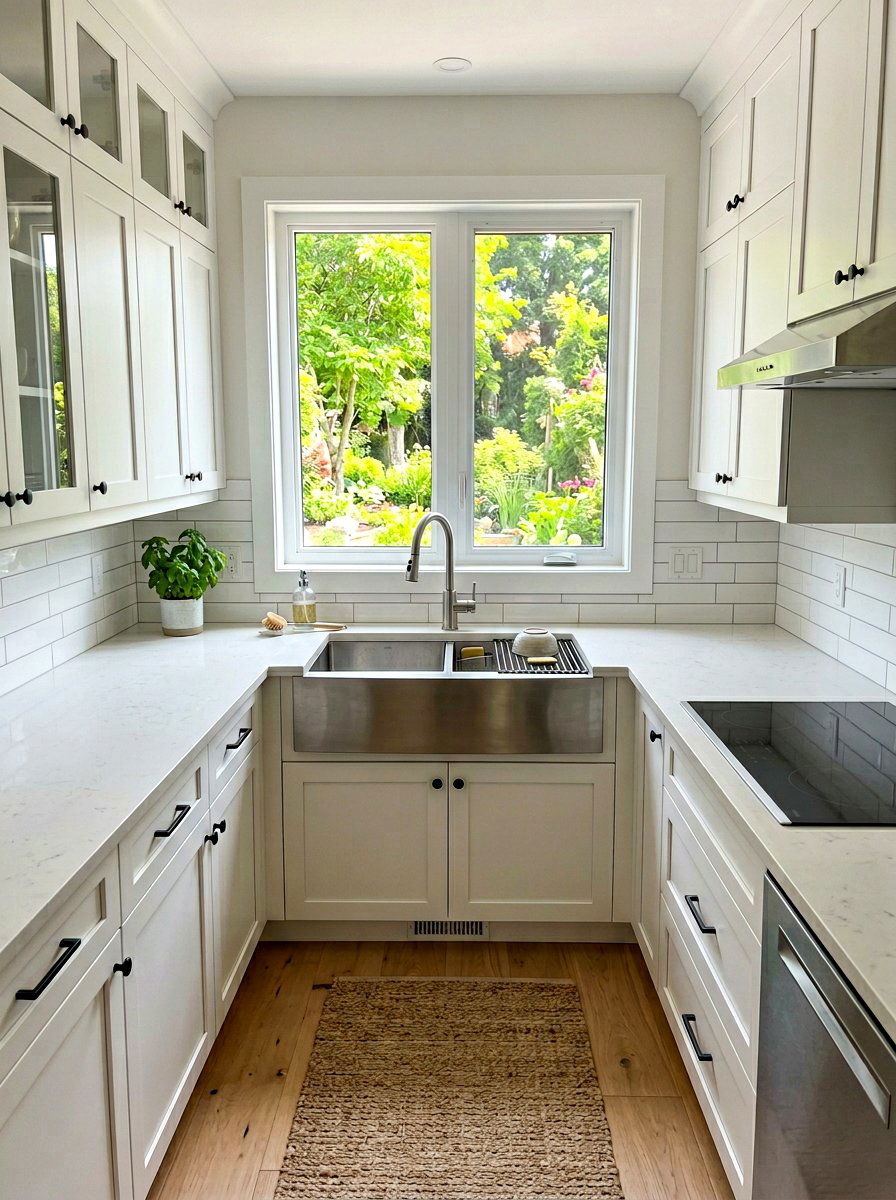 Corner kitchen sink - 30 condo kitchen ideas