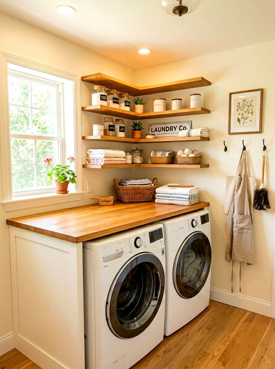 Corner laundry room folding station - 30 laundry room folding station ideas
