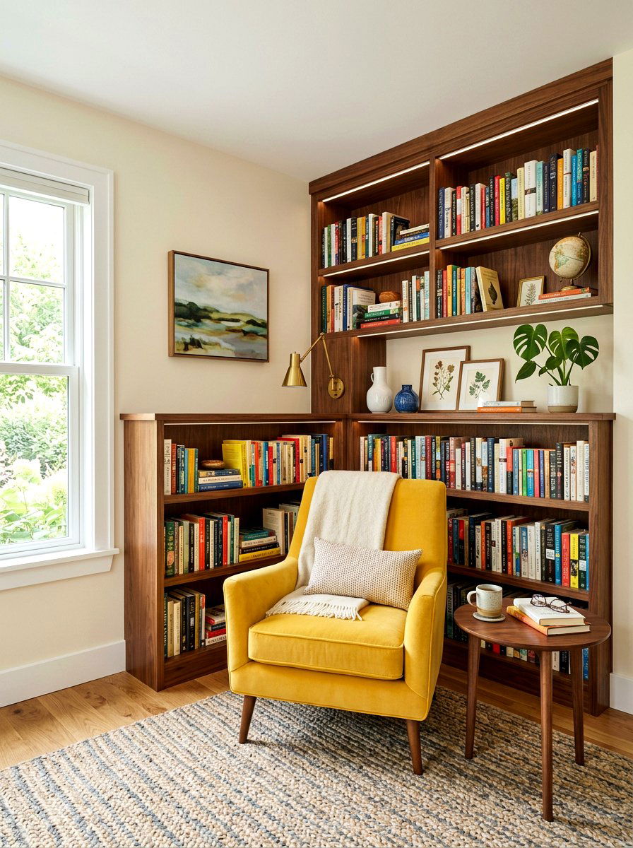 Corner library nook - 30 library wall ideas