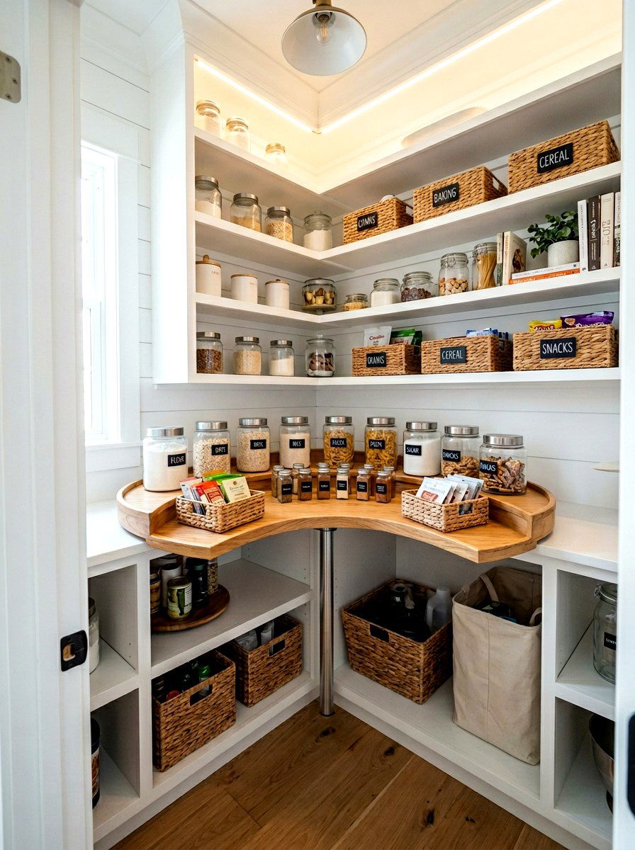 Corner pantry lazy susan - 30 corner pantry shelving ideas