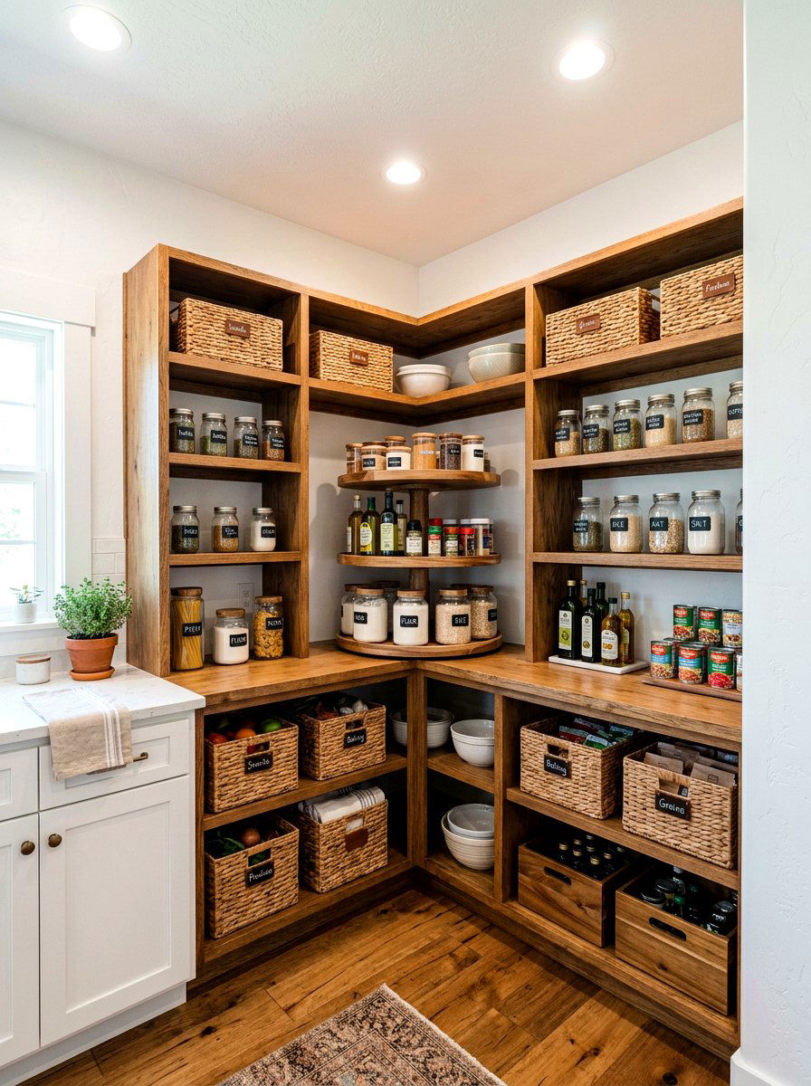 Corner pantry shelving unit - 30 farmhouse pantry shelving ideas