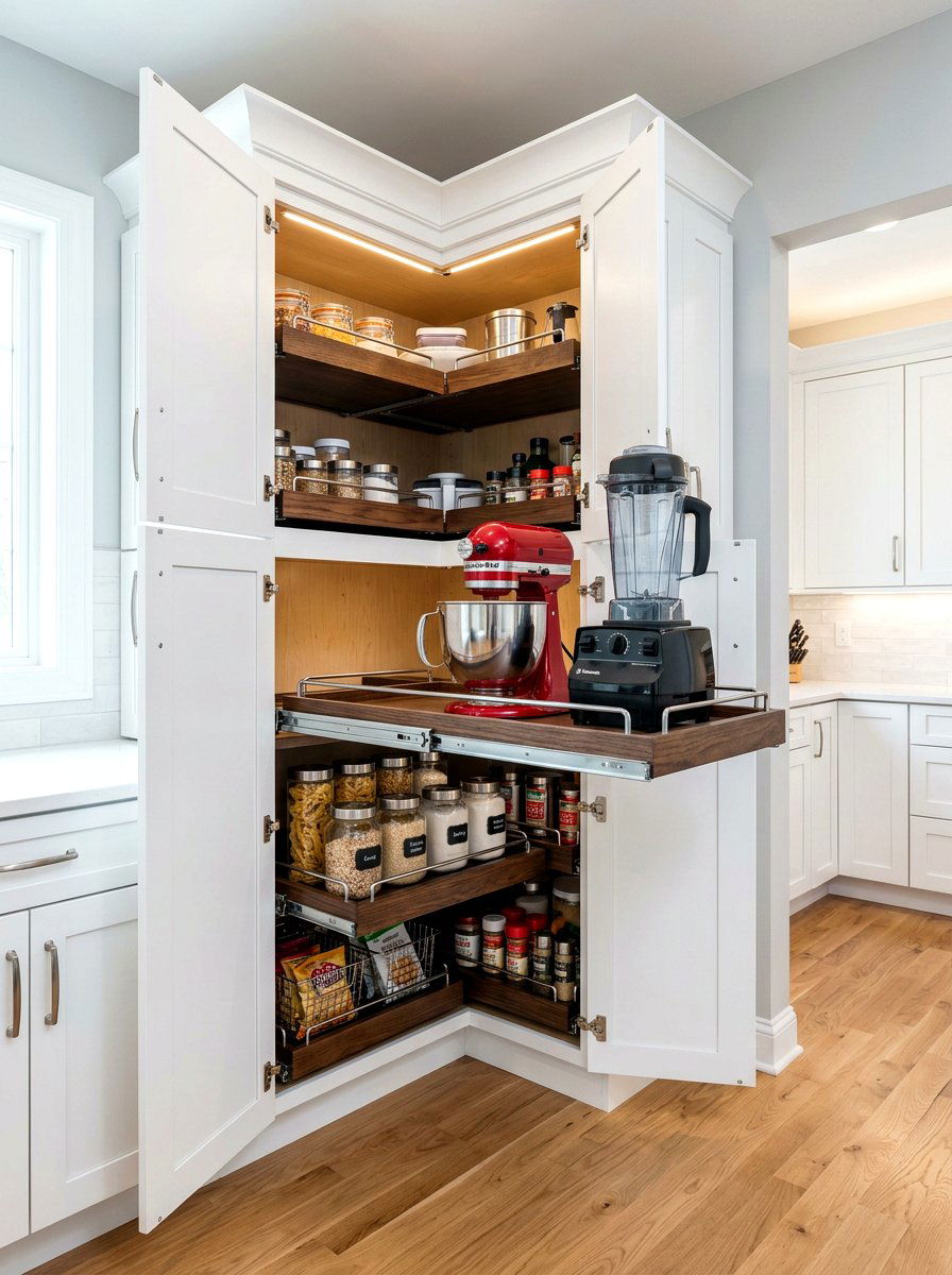 Corner pantry sliding shelves - 30 corner pantry shelving ideas