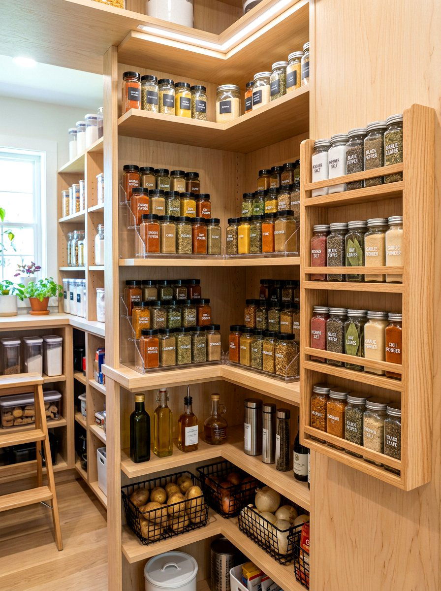 Corner pantry spice racks - 30 corner pantry shelving ideas