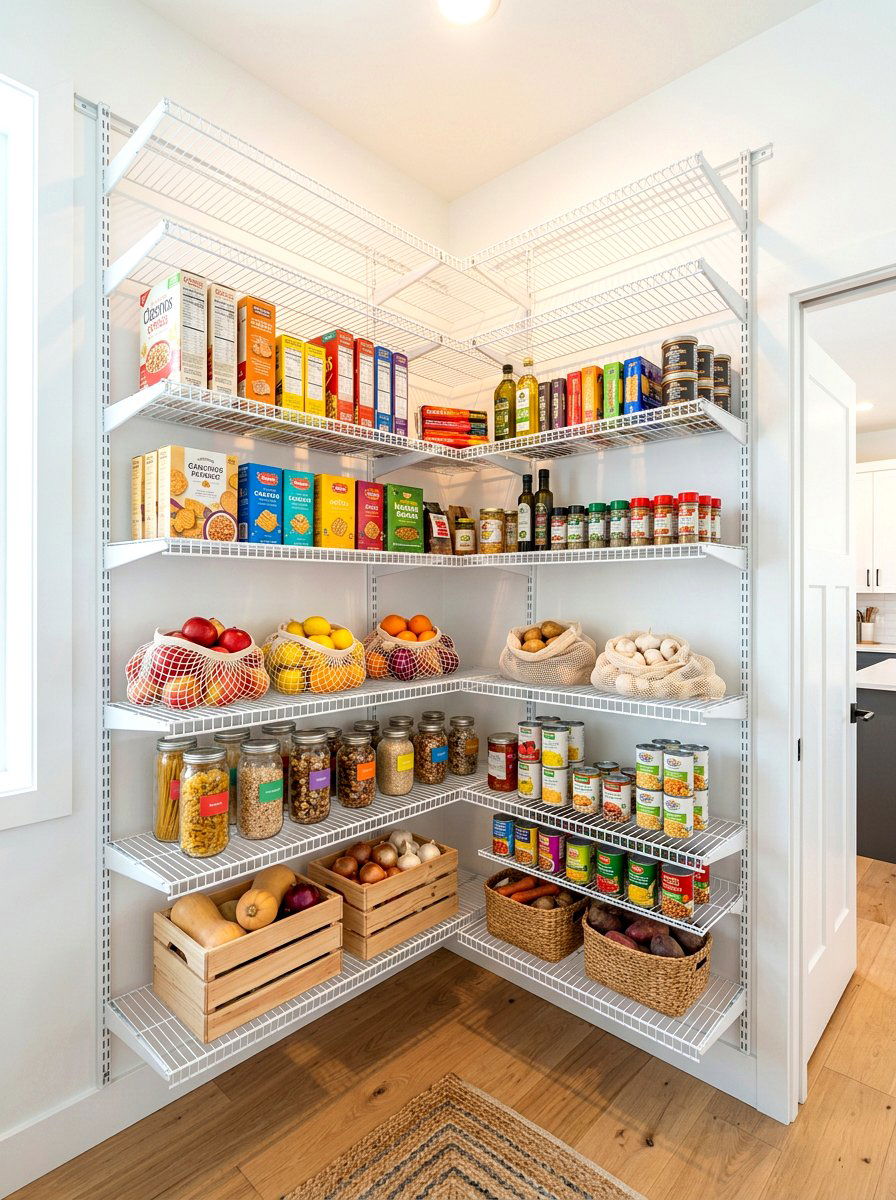 Corner pantry wire shelving - 30 corner pantry shelving ideas