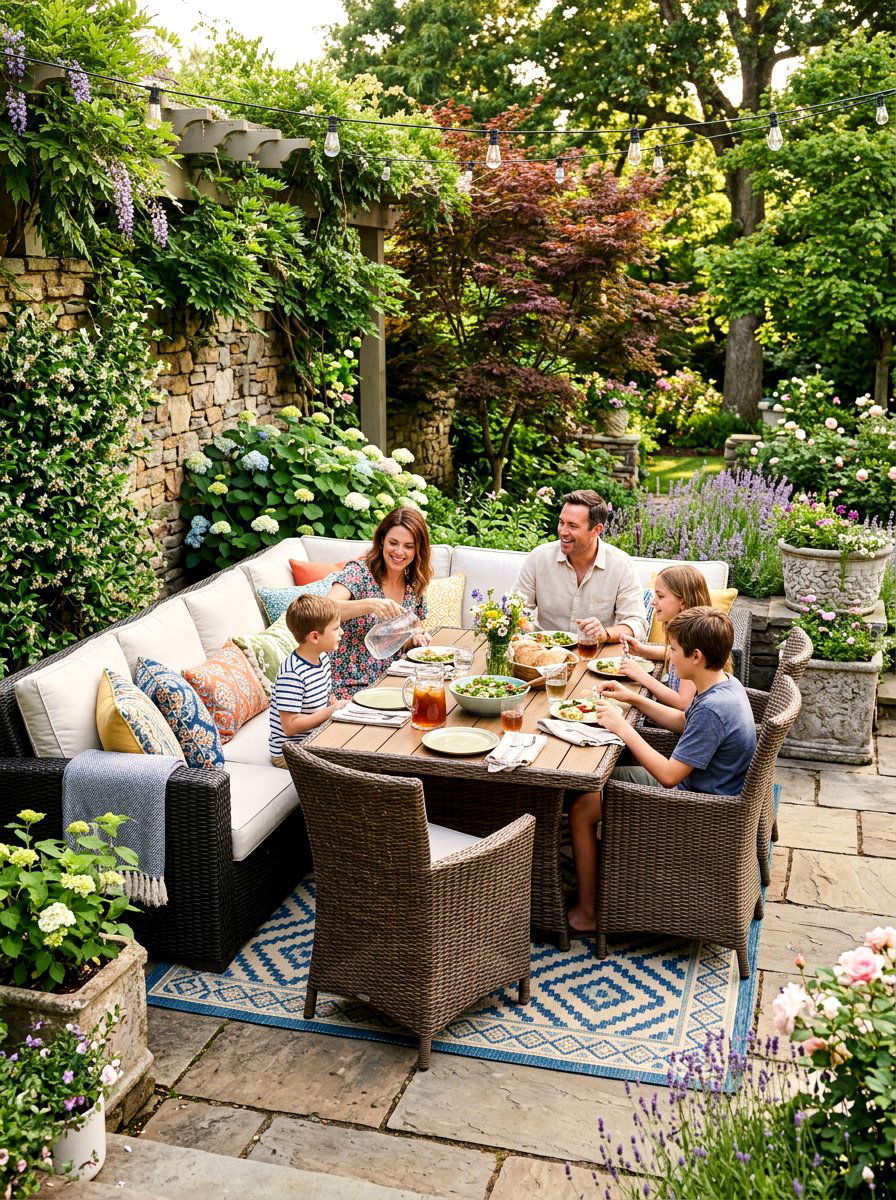 Corner patio dining set - 30 outdoor dining furniture ideas