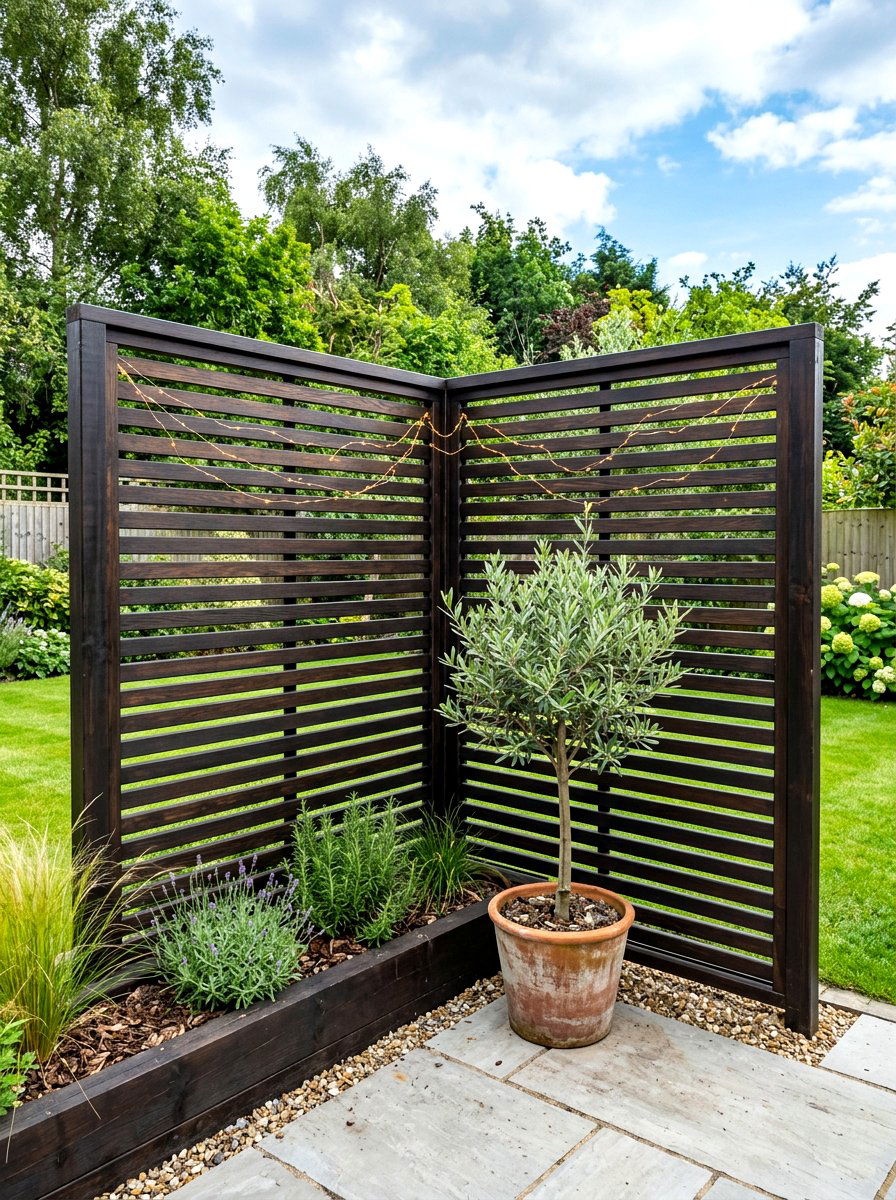Corner privacy screen - 30 small patio ideas