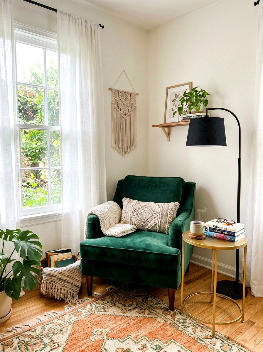 Corner reading nook - 30 screen free living room ideas
