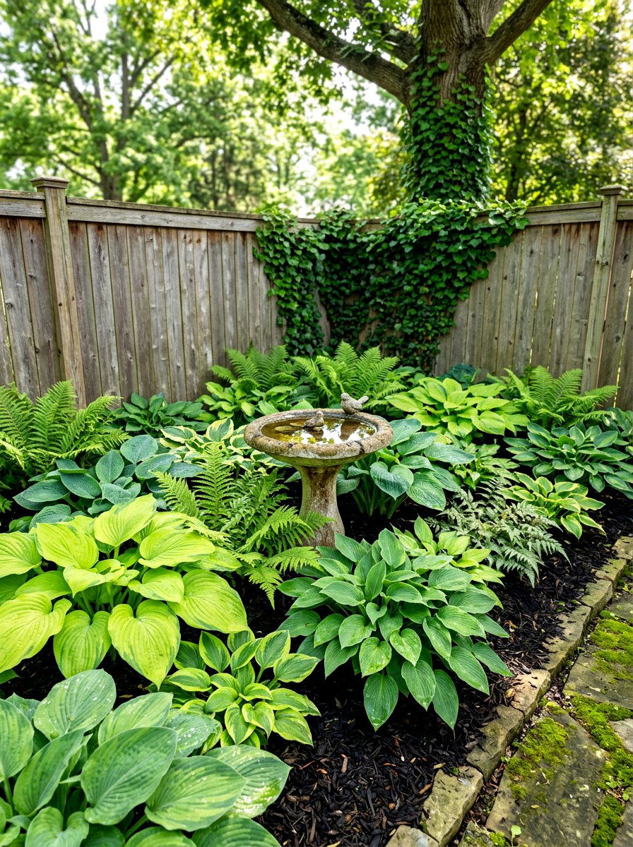 Corner shade garden hosta fern - 30 hosta and fern garden ideas