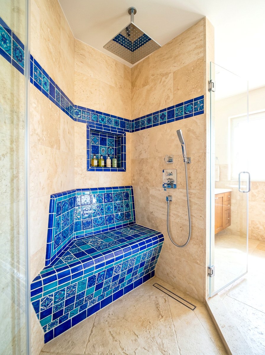 Corner tile shower seat - 30 shower bench ideas
