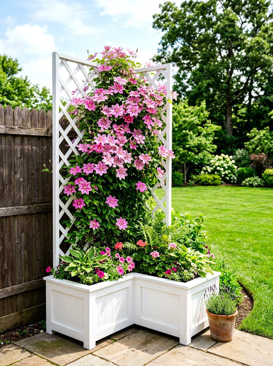 Corner trellis planter - 30 corner yard landscaping ideas