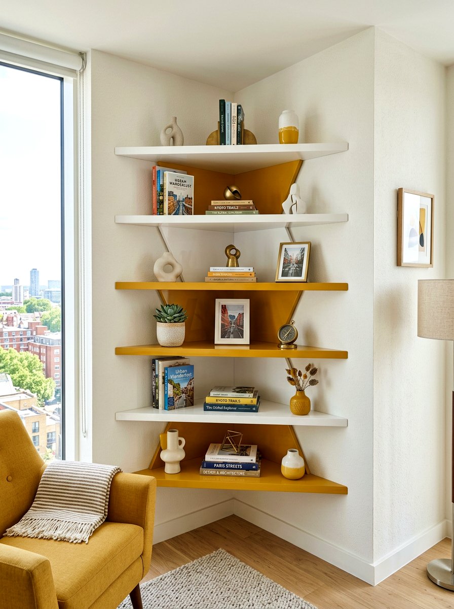 Corner wall shelf - 30 wall shelf decor ideas