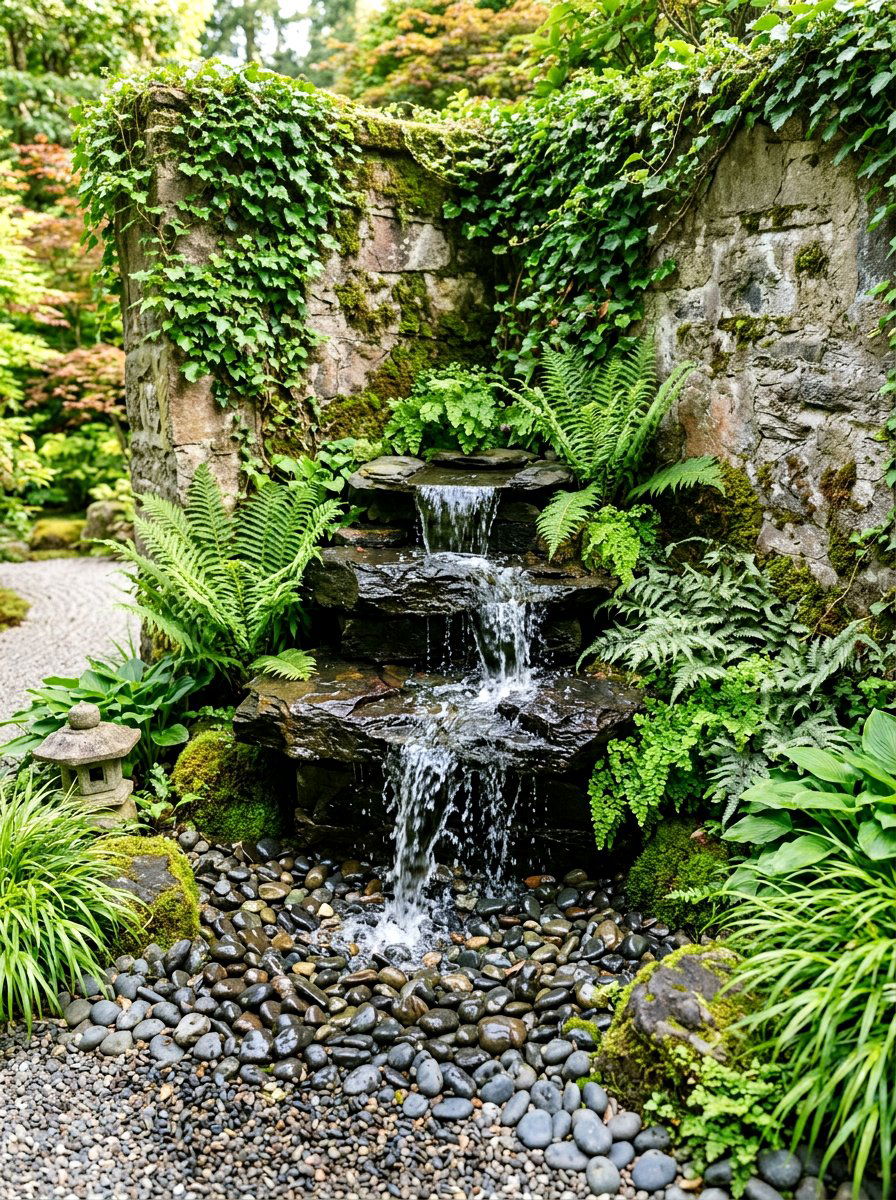 Corner water fountain - 30 porch corner decor ideas