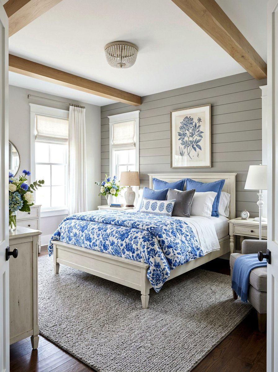 Cornflower Blue And Fossil Gray Bedroom - 30 blue and gray bedroom ideas