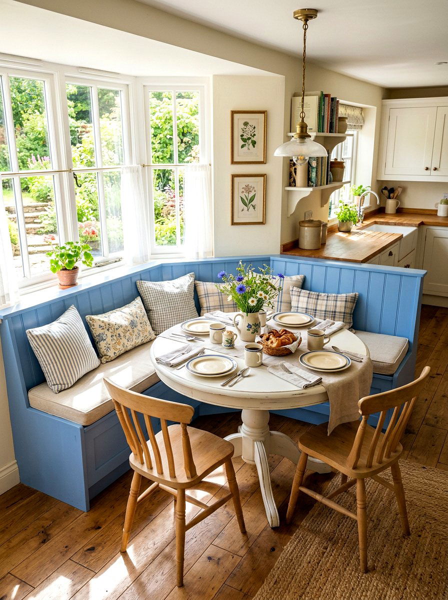 Cornflower blue kitchen dining nook - 30 blue kitchen ideas